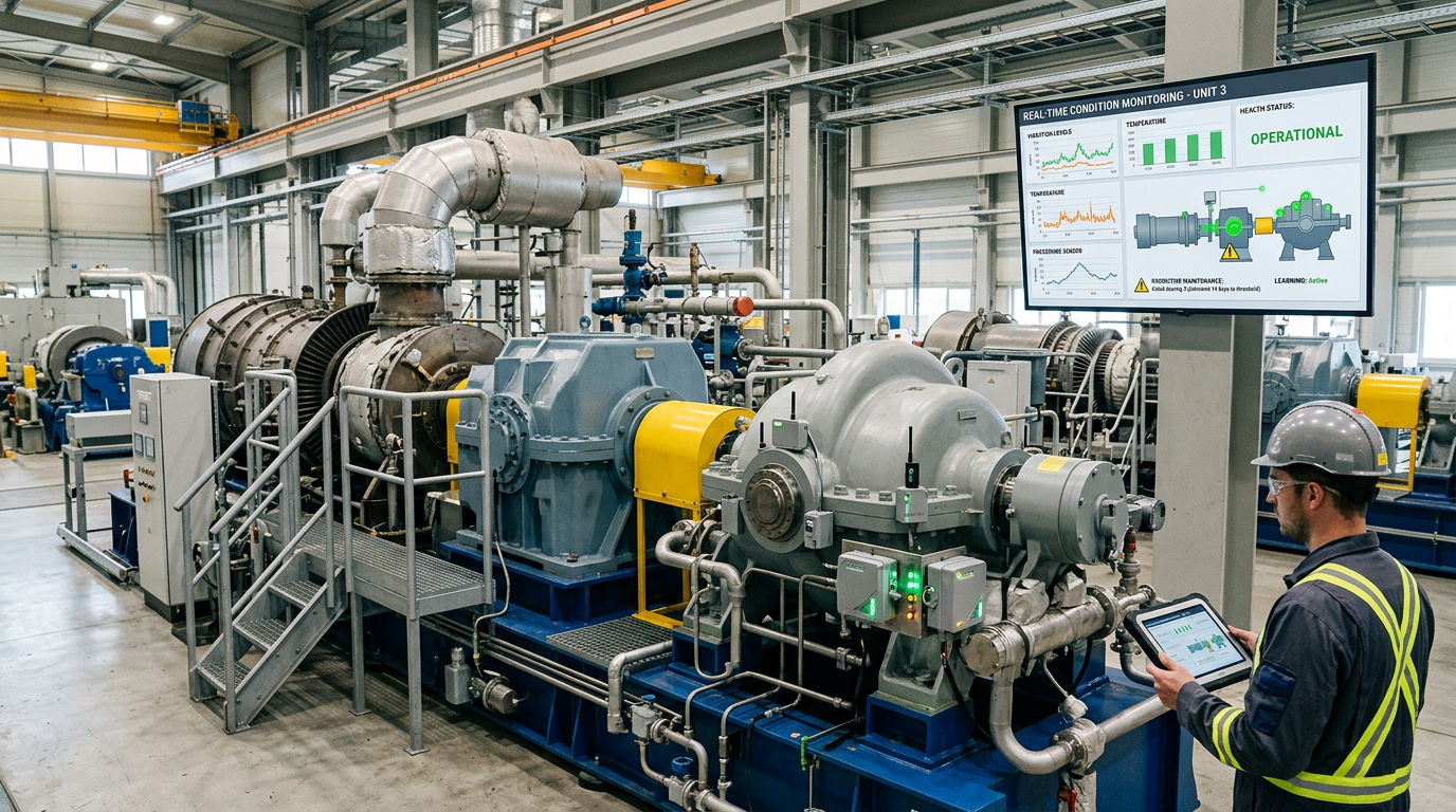 AI predictive maintenance monitoring a gas compressor for early failure detection