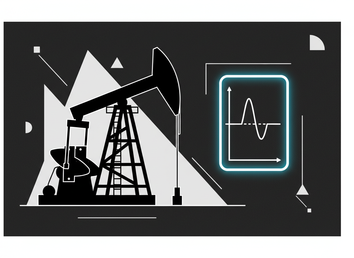 Sucker rod pump with AI dynamometer card diagnostics illustration at an oil well site