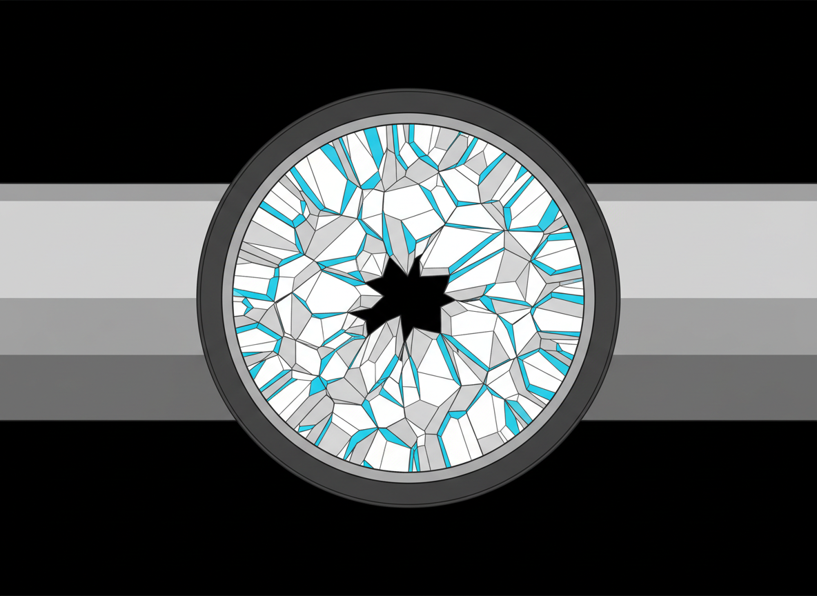 Pipeline cross-section illustration of ice-like crystals used to predict gas hydrate formation risk in a flowline