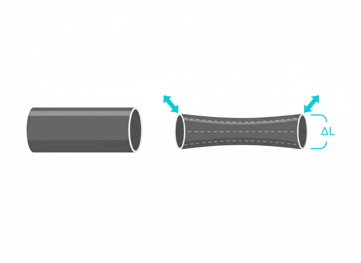 Hooke's Law diagram showing pipe stretch under overpull for the free point calculation