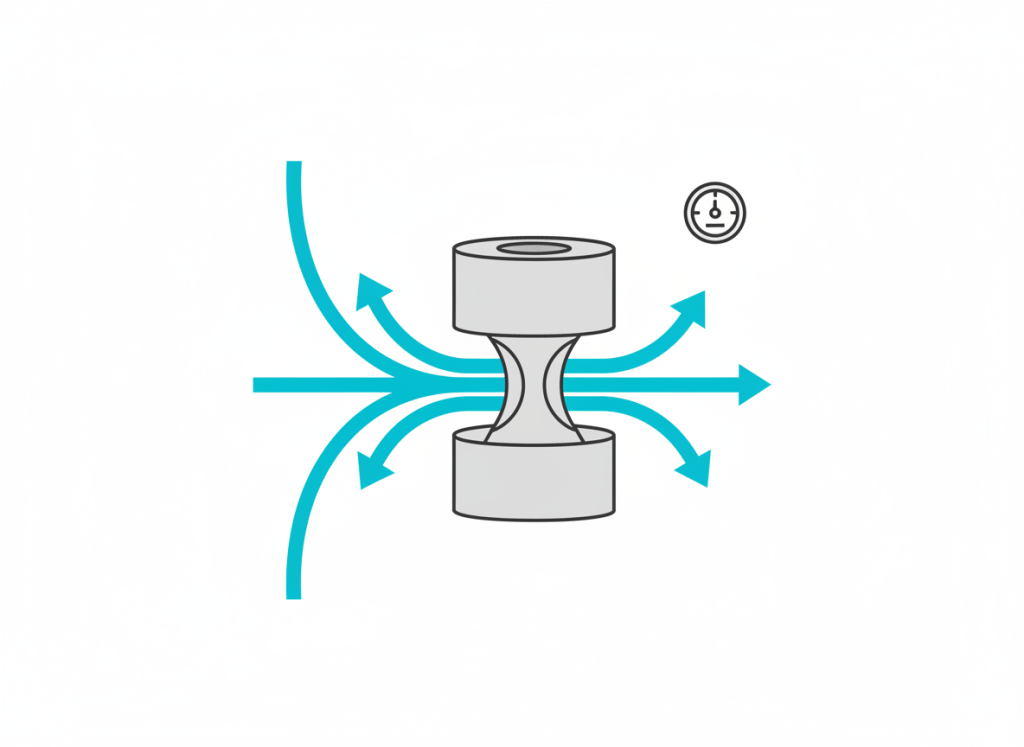 Wellhead choke valve illustration for choke performance calculation on an oil well