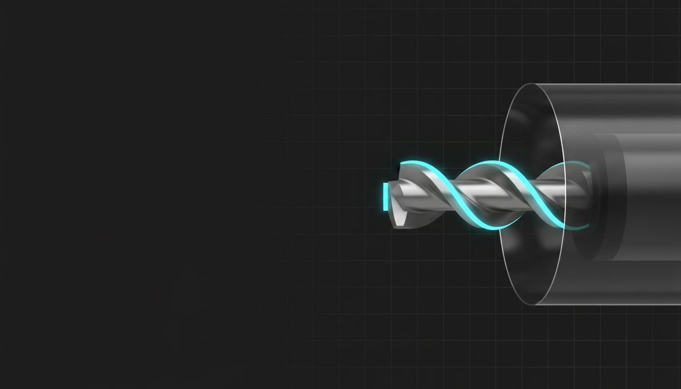 AI progressive cavity pump monitoring concept illustration showing a helical rotor inside a pump stator
