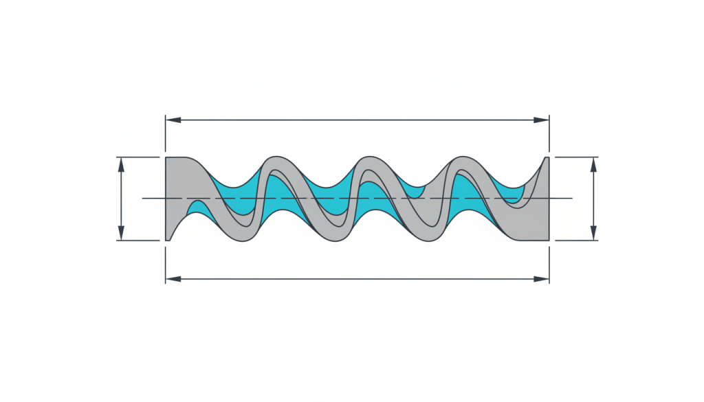 Diagram of how a progressing cavity pump moves fluid through rotor and stator eccentricity