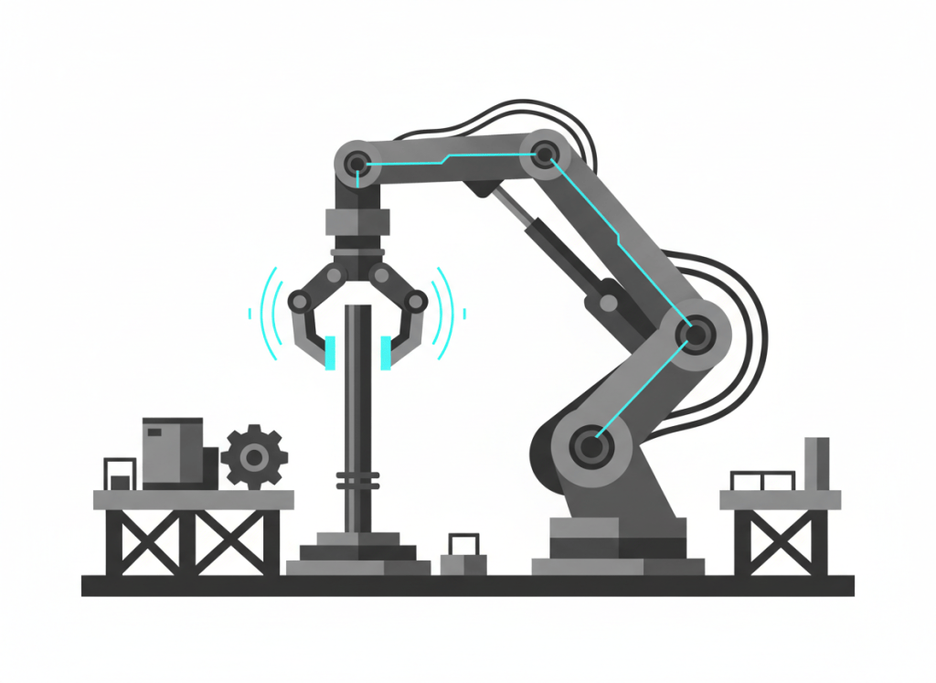 Robotic pipe handling arm automating rig floor operations during drilling