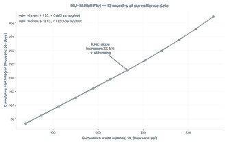 Hall plot chart showing Hall Integral versus cumulative water injected, illustrating slope increase indicating near-wellbore injectivity decline in a water injection well